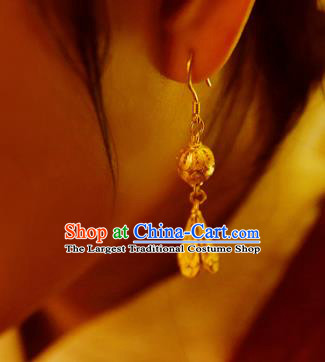 Chinese Wedding Golden Ear Accessories Traditional Cheongsam Earrings National Jewelry