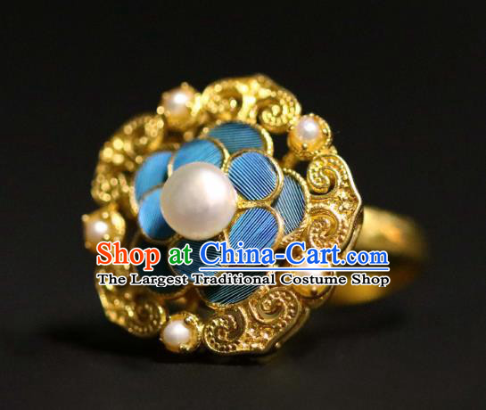 Handmade Chinese Wedding Ring Accessories Traditional Ancient Bride Pearl Circlet Jewelry