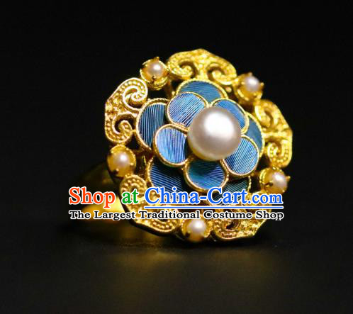 Handmade Chinese Wedding Ring Accessories Traditional Ancient Bride Pearl Circlet Jewelry