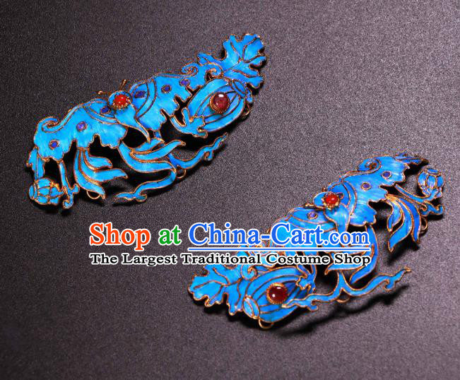 China Traditional Handmade Garnet Hair Stick Ancient Qing Dynasty Empress Butterfly Hairpin