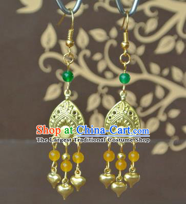 Chinese Tang Dynasty Princess Gaoyang Ear Accessories Ancient Palace Lady Golden Earrings