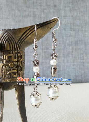 Chinese Qing Dynasty Imperial Consort Ear Accessories Ancient Court Woman Zhen Huan Silver Earrings