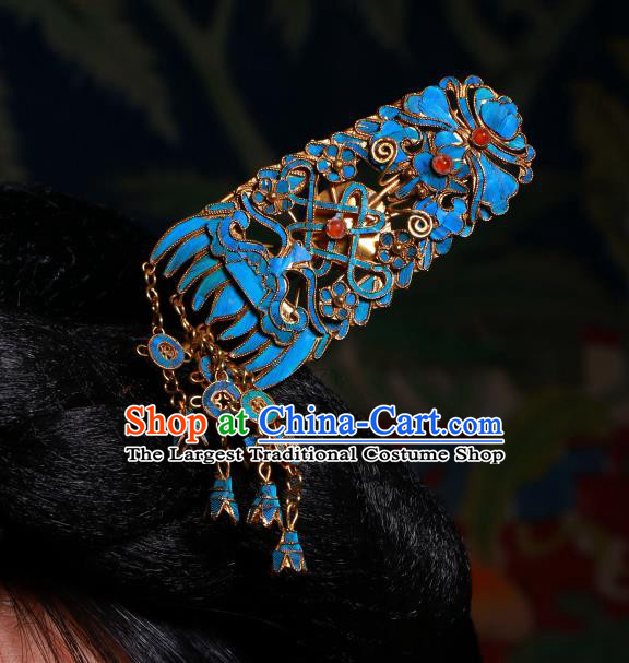 China Handmade Qing Dynasty Court Woman Tassel Hairpin Ancient Empress Gems Hair Clip