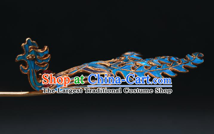 China Handmade Hair Accessories Qing Dynasty Queen Phoenix Hairpin Ancient Empress Cloisonne Hair Stick