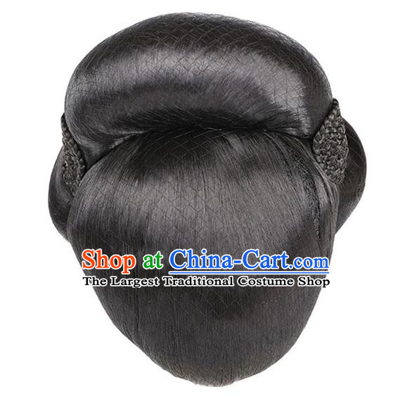 Handmade Chinese Ancient Royal Queen Wig Sheath Traditional Tang Dynasty Empress Wu Zetian Wigs Chignon Headdress