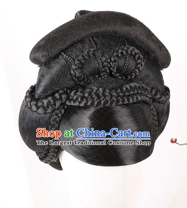 Handmade Chinese Ancient Consort Yang Wig Sheath Traditional Tang Dynasty Court Beauty Wigs Chignon Headpiece