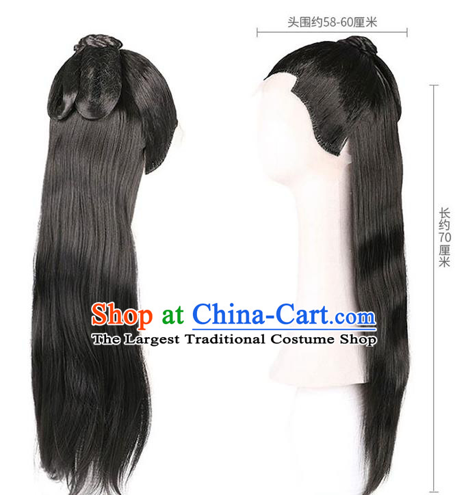 China Ancient Swordsman Wigs Traditional Tang Dynasty Noble Childe Wig Sheath for Men