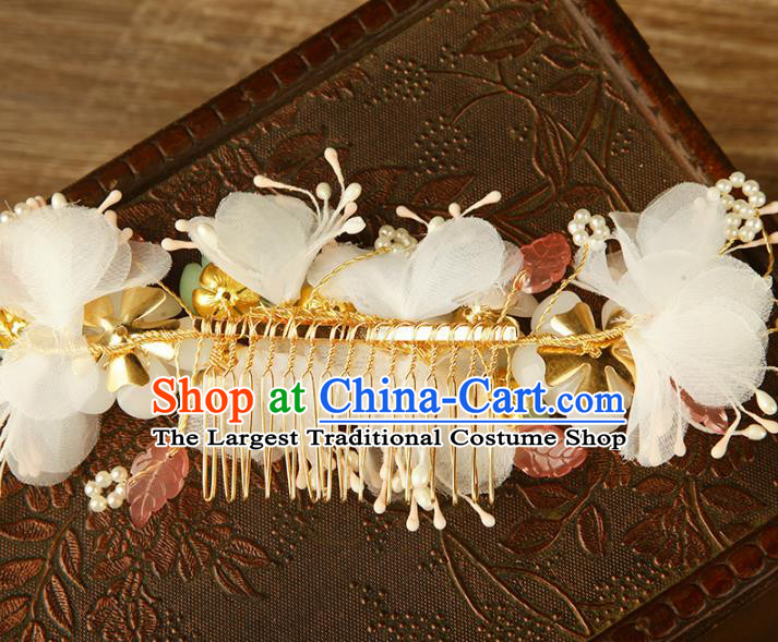 China Ming Dynasty Princess Pear Blossom Hair Comb Traditional Ancient Court Lady Hair Jewelry Flowers Hairpin