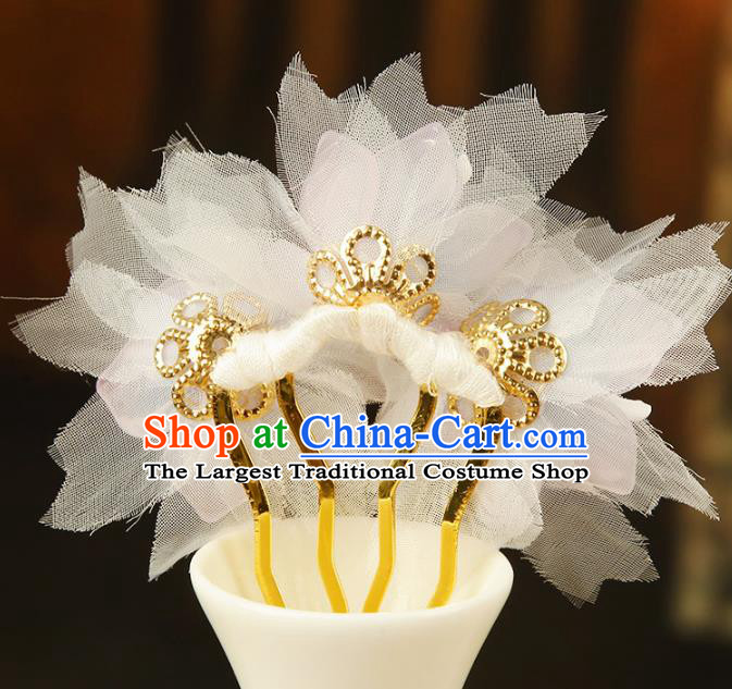 China Ming Dynasty Young Lady Hair Comb Traditional Ancient Court Hair Jewelry Pink Peach Blossom Hairpin
