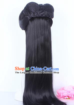 Chinese Ancient Queen Fu Yao Wig Sheath Traditional Southern and Northern Dynasties Young Lady Wigs Chignon Headwear
