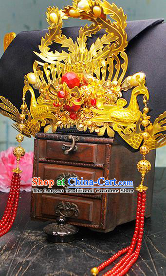China Traditional Qing Dynasty Manchu Queen Hat Ancient Imperial Empress Great Wing Headwear