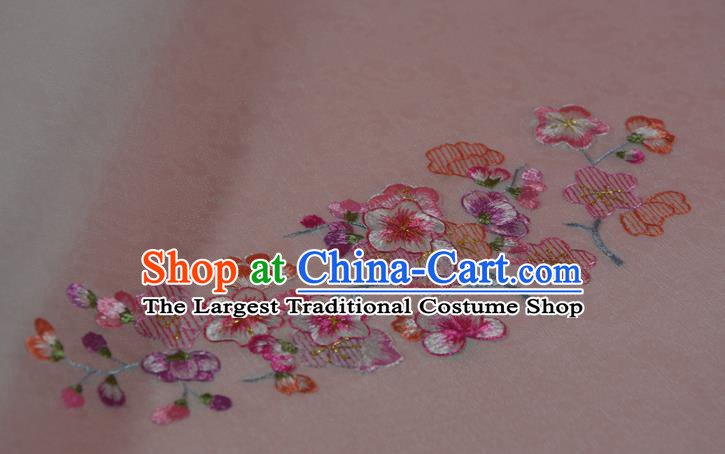 Chinese Suzhou Embroidered Plum Blossom Silk Traditional Hanfu White Silk Fabric