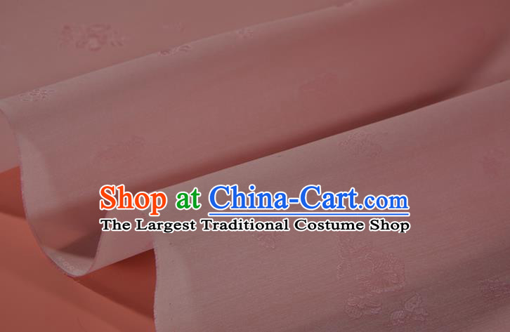 Chinese Jacquard Peony Pink Silk Material Traditional Hanfu Silk Fabric