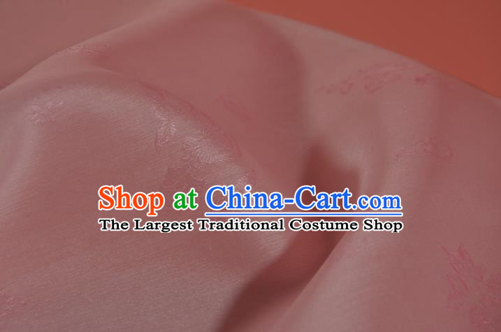 Chinese Jacquard Peony Pink Silk Material Traditional Hanfu Silk Fabric