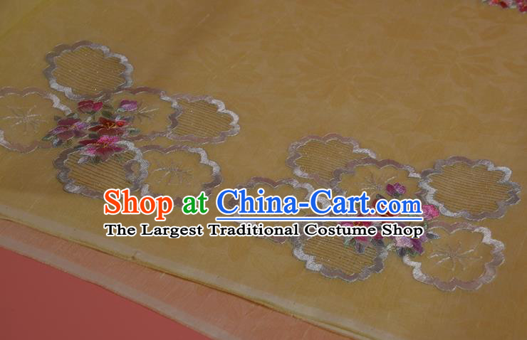 Chinese Embroidered Silk Material Traditional Hanfu Dress Light Yellow Silk Fabric