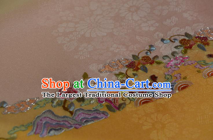 Chinese Embroidered Flowers Silk Material Traditional Hanfu Dress Silk Fabric