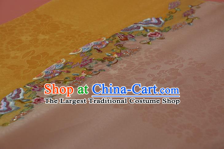 Chinese Embroidered Flowers Silk Material Traditional Hanfu Dress Silk Fabric