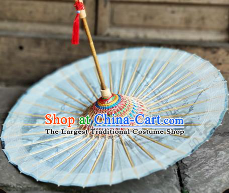 Traditional China Painting Plum Blossom Oil Umbrella Blue Bumbershoot Paper Umbrella Handmade Umbrellas