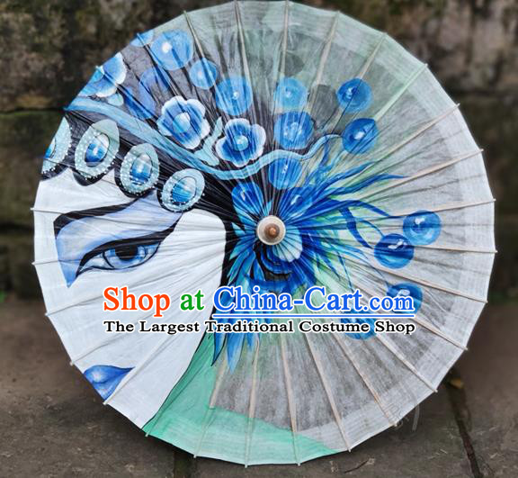 Traditional China White Paper Umbrella Handmade Umbrellas Painting Beijing Opera Oil Umbrella