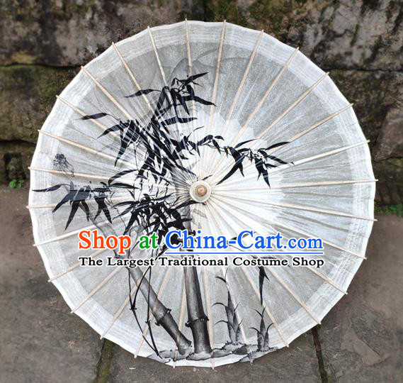 Traditional China White Oil Paper Umbrella Handmade Umbrellas Artware Ink Painting Bamboo Umbrella