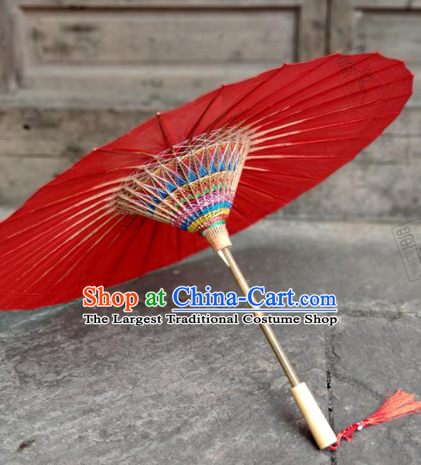 Traditional China Handmade Umbrellas Artware Wedding Bride Umbrella Red Oil Paper Umbrella