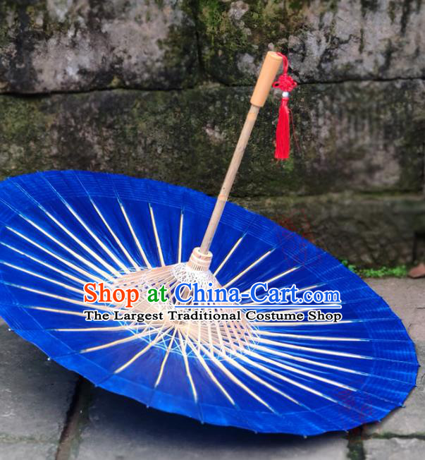 Traditional China Hanfu Dance Umbrella Bumbershoot Royalblue Oil Paper Umbrella Handmade Umbrellas Artware
