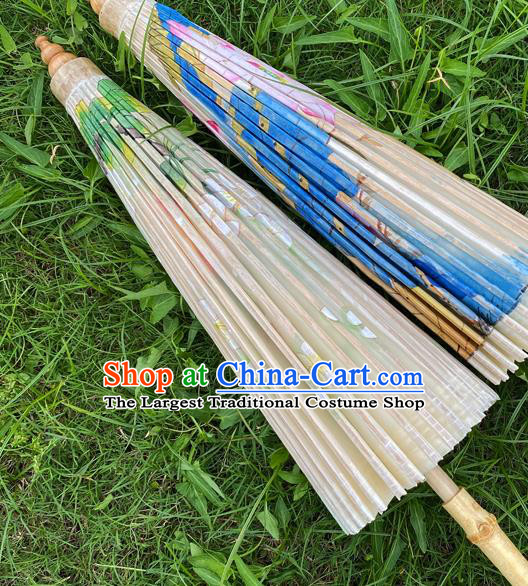 Traditional China Stage Show Umbrella Classical Dance Umbrellas Artware Hand Painting Pear Blossom Oil Paper Umbrella