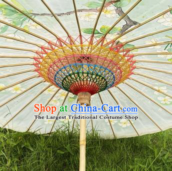 Traditional China Stage Show Umbrella Classical Dance Umbrellas Artware Hand Painting Pear Blossom Oil Paper Umbrella