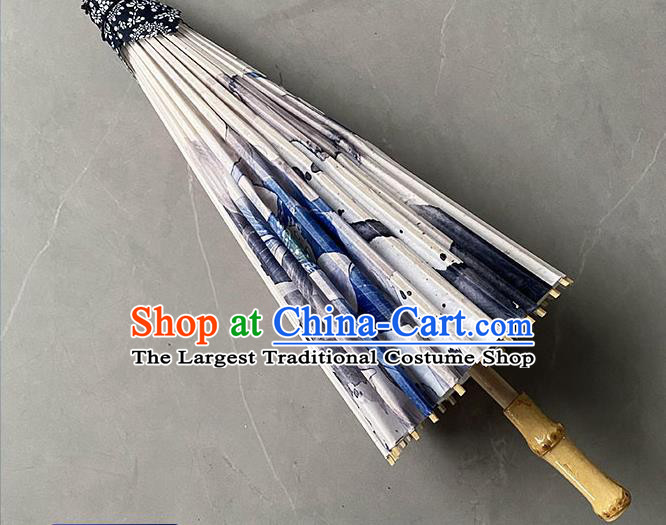 Traditional China Ink Painting Lotus Oil Paper Umbrella Stage Show Umbrella Hand Umbrellas Artware