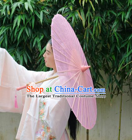 Chinese Traditional Hanfu Pink Silk Umbrella Classical Dance Umbrella Parasol