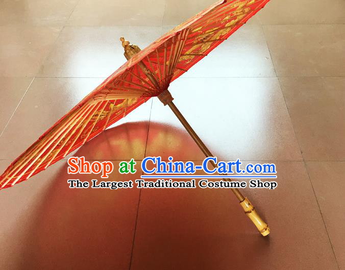 Traditional China Wedding Umbrella Painting Dragon Phoenix Oil Paper Umbrella Handmade Red Umbrellas Artware