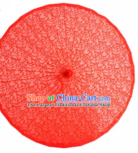 Chinese Red Lace Umbrellas Traditional Hanfu Umbrella Wedding Umbrella Classical Dance Umbrella