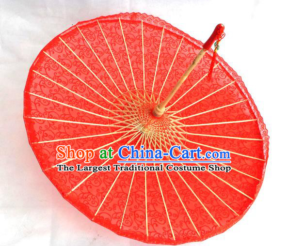 Chinese Red Lace Umbrellas Traditional Hanfu Umbrella Wedding Umbrella Classical Dance Umbrella