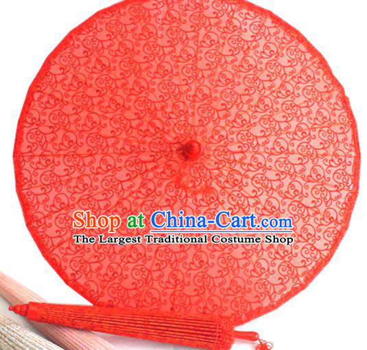 Chinese Red Lace Umbrellas Traditional Hanfu Umbrella Wedding Umbrella Classical Dance Umbrella