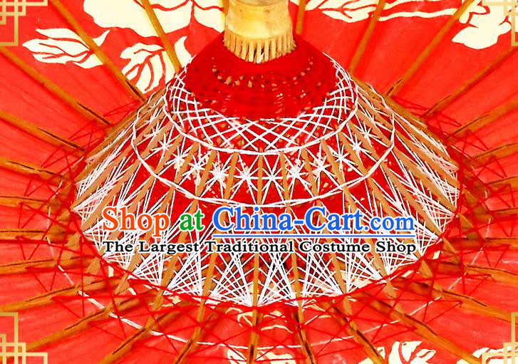 Traditional China Printing Peony Oil Paper Umbrella Handmade Umbrellas Artware Wedding Red Umbrella