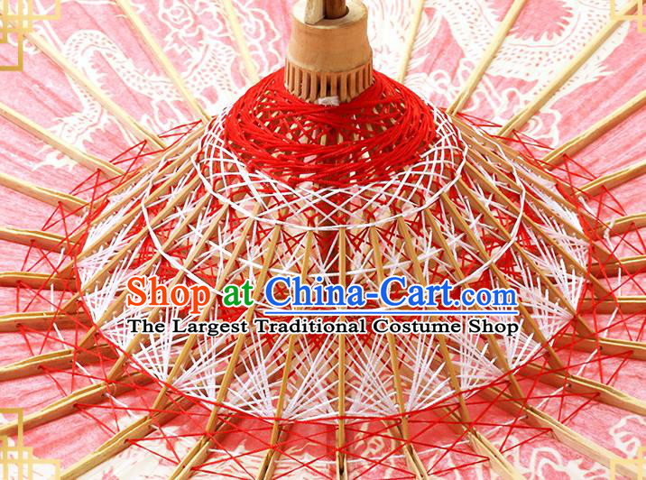 Traditional China Handmade Wedding Umbrellas Artware Bride Red Paper Umbrella Printing Dragon Phoenix Oil Paper Umbrella