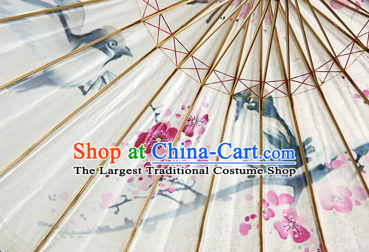 Traditional China Ink Painting Plum Blossom Oil Paper Umbrella Handmade Umbrellas Artware White Paper Umbrella