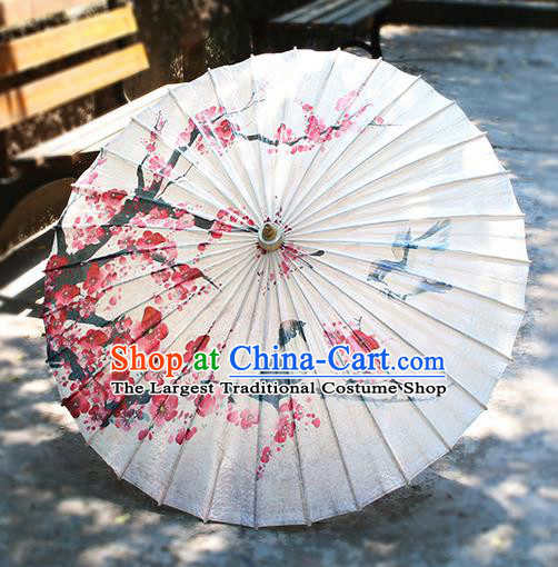 Traditional China Ink Painting Plum Blossom Oil Paper Umbrella Handmade Umbrellas Artware White Paper Umbrella