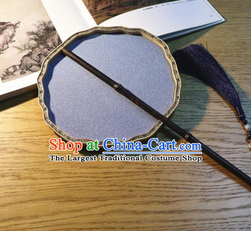Handmade China Traditional Court Fan Classical Dance Violet Silk Fan Ancient Princess Palace Fan