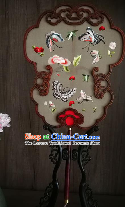 Handmade China Silk Fan Embroidered Butterfly Fan Classical Palace Fan Traditional Ming Dynasty Hanfu Fans