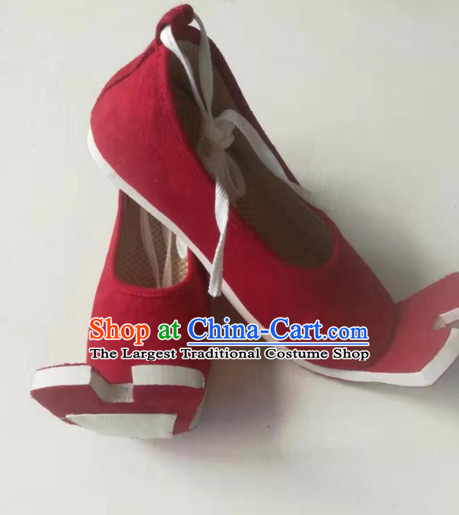 China Princess Red Cloth Shoes Traditional Han Dynasty Court Shoes Classical Wedding Shoes