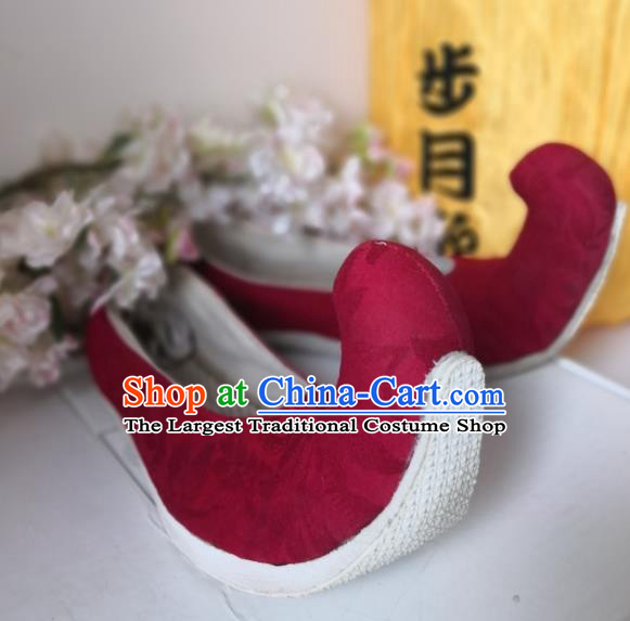 China Wedding Red Satin Shoes Handmade Hanfu Shoes Traditional Tang Dynasty Princess Shoes
