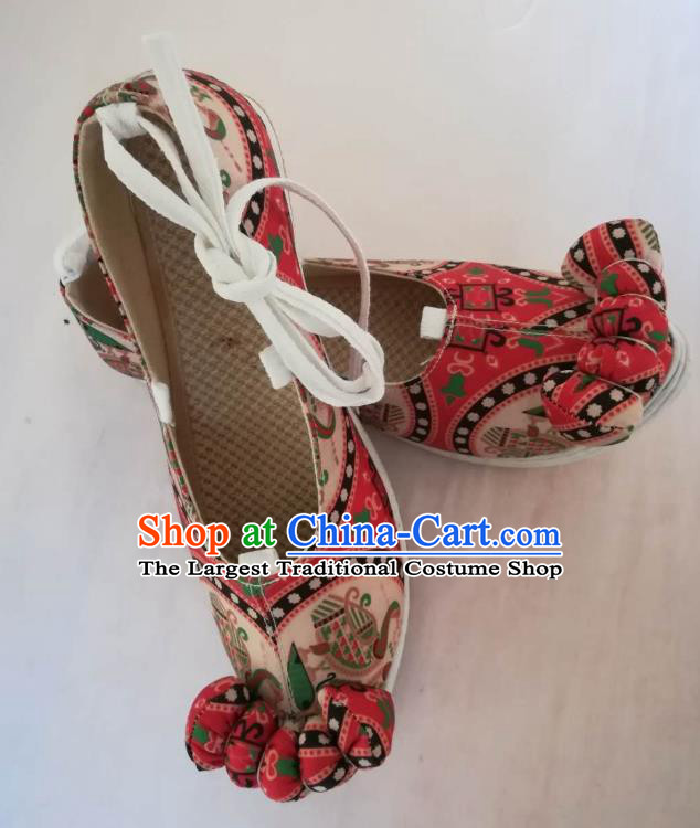China Traditional Ancient Tang Dynasty Princess Shoes Handmade Wedding Red Shoes Hanfu Cloth Shoes