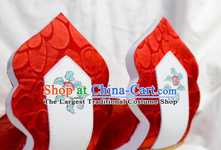 China Hanfu Wedding Shoes Traditional Tang Dynasty Princess Shoes Classical Red Brocade Shoes