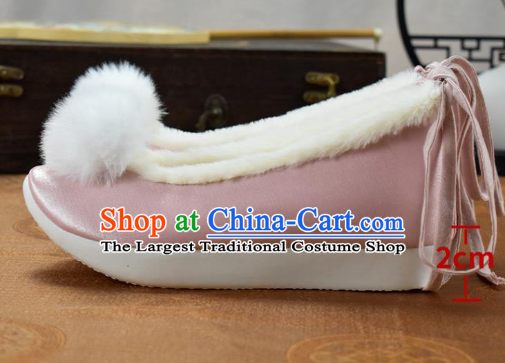 China National Pink Cloth Shoes Winter Venonat Shoes Traditional Hanfu Shoes