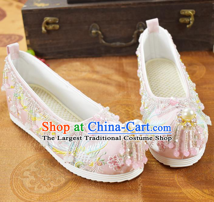 China National Embroidered Pink Cloth Shoes Traditional Hanfu Shoes Wedding Shoes Women Shoes
