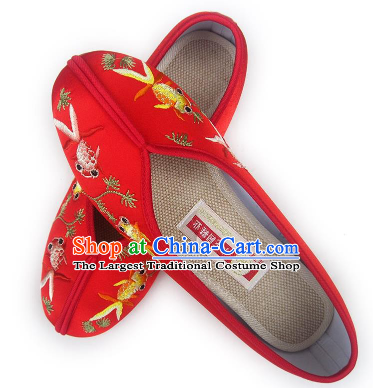 China Embroidered Red Satin Shoes Traditional Wedding Shoes National Women Shoes