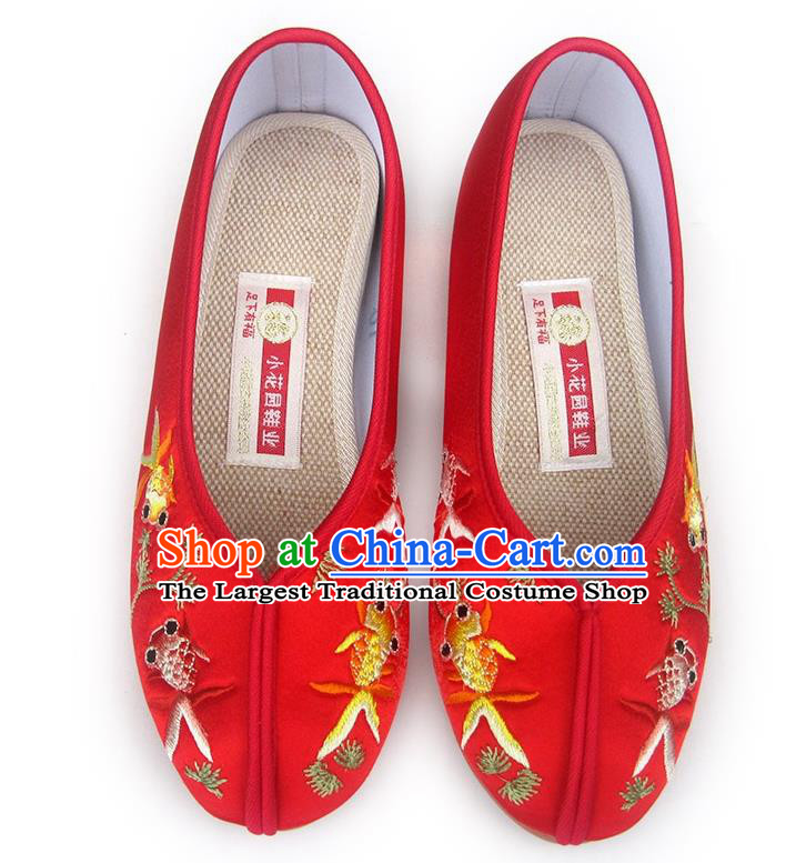 China Embroidered Red Satin Shoes Traditional Wedding Shoes National Women Shoes