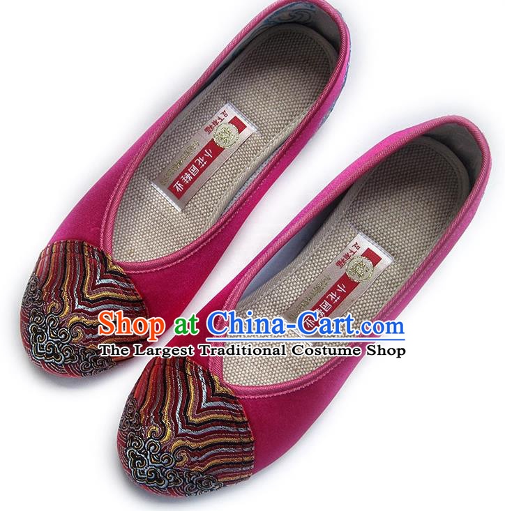 China Embroidered Rosy Satin Shoes Traditional Wedding Bride Shoes National Women Shoes