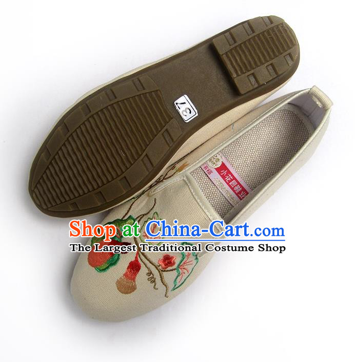 China Women Shoes Traditional Shoes National Beige Flax Shoes